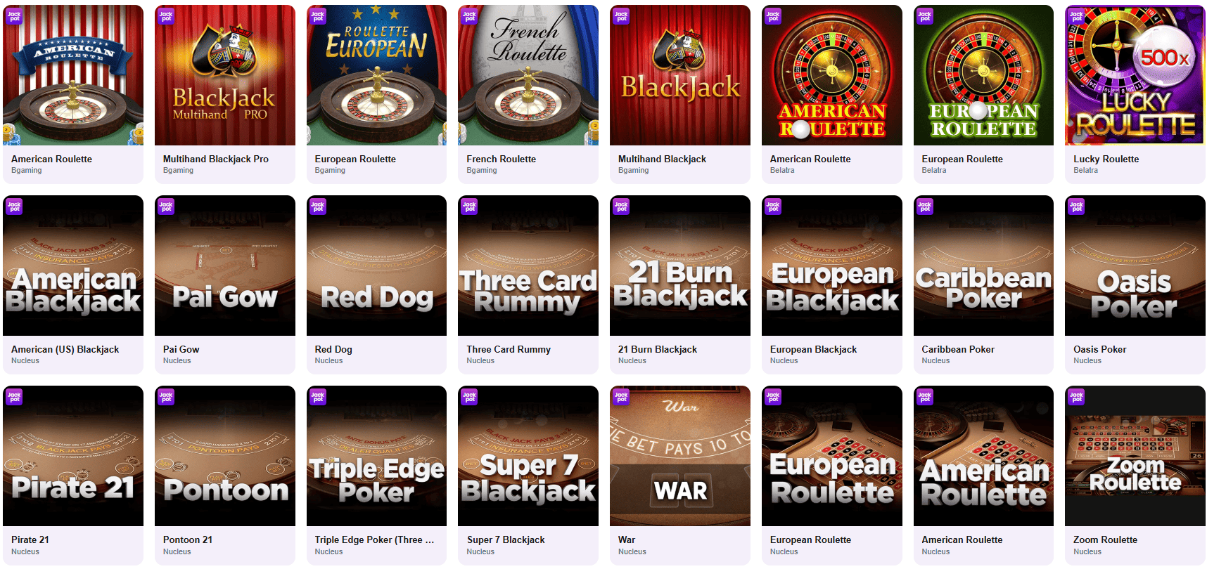 CrownSlots Casino Table Games